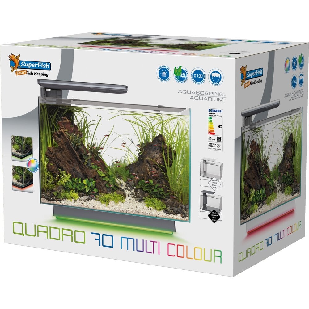 SuperFish Quadro 70 Multi Colour Aquarium – 67 Liter