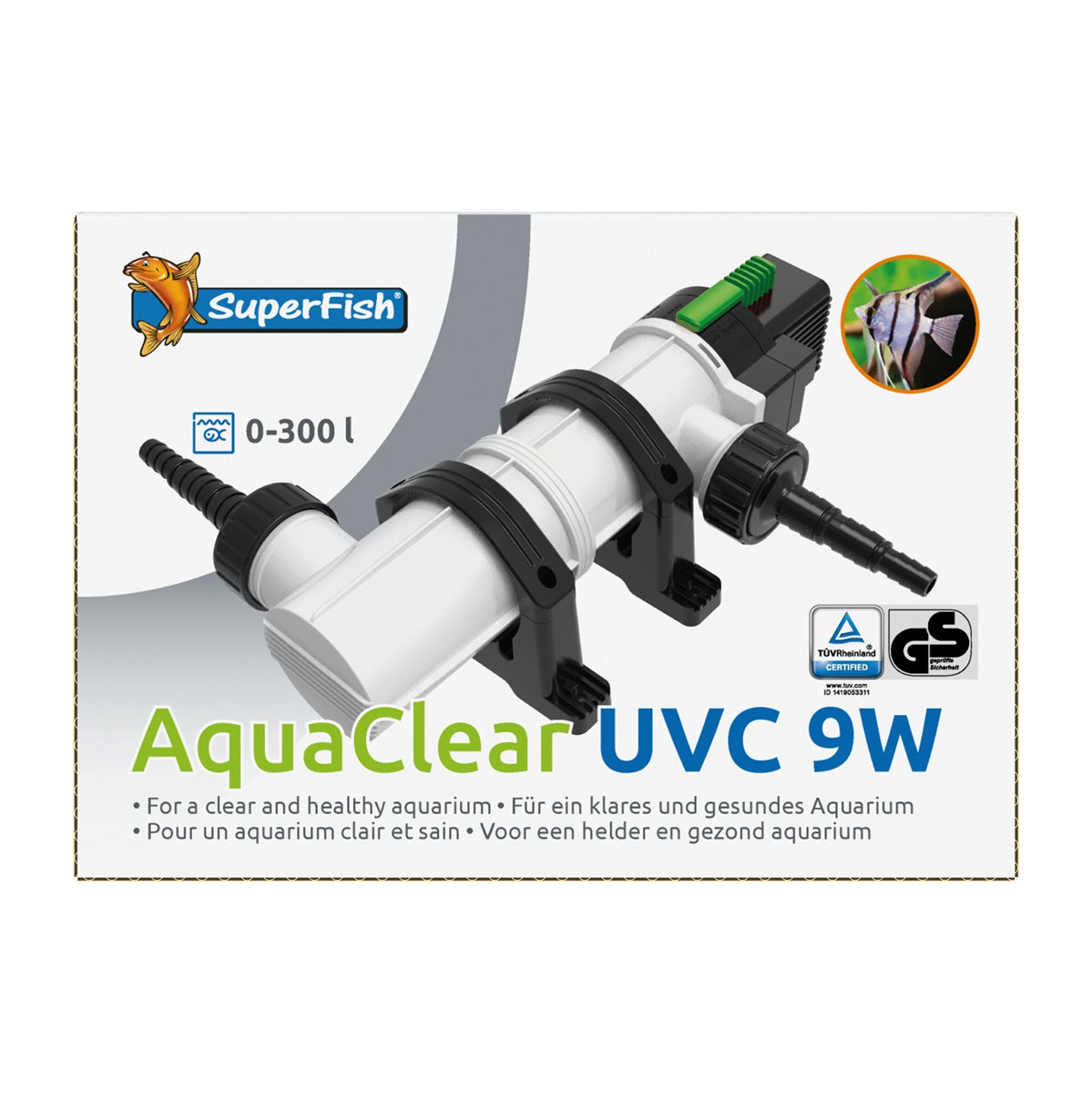 SuperFish AquaClear UVC 9 W – UV-C-Klärer für Aquarien bis 300 Liter