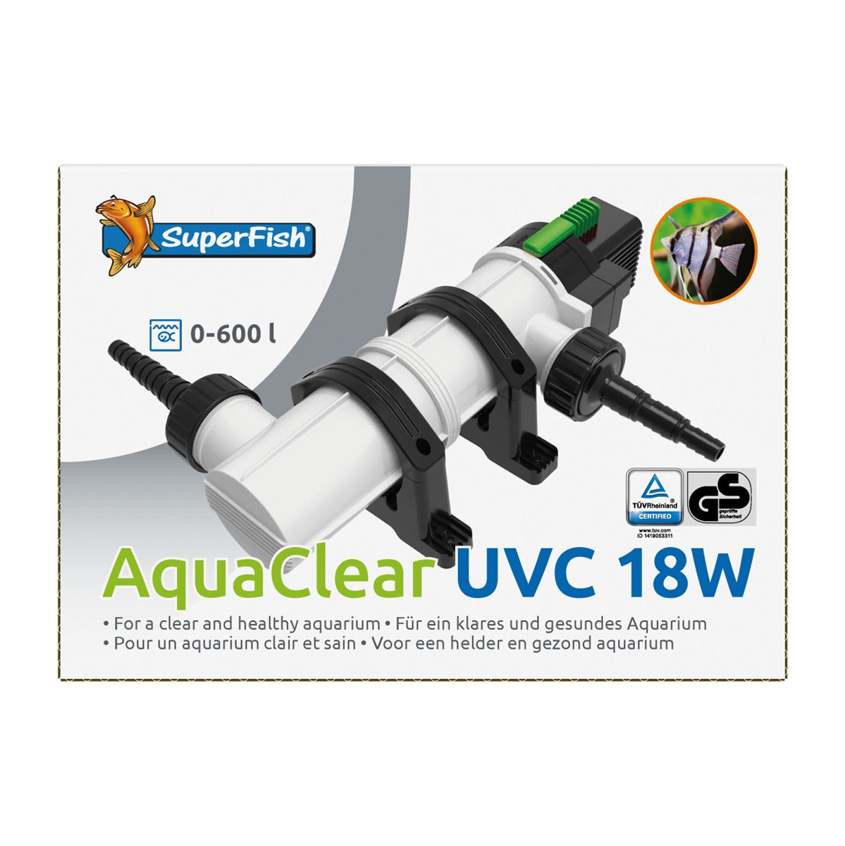 SuperFish AquaClear UVC 18 W – UV-C-Klärer für Aquarien bis 600 Liter