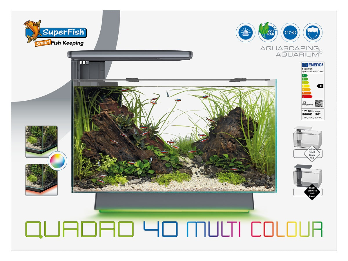 SuperFish Quadro 40 Multi Colour Aquarium – 28 Liter