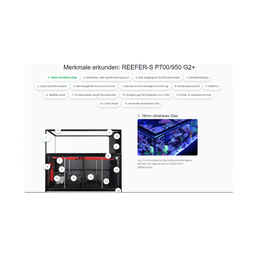 Red Sea REEFER Peninsula G2+ 950 System, Raumteiler, Schwarz und Weiß