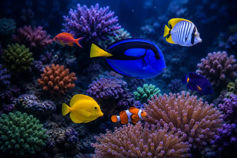 Meerwasserfische in einem Korallenriff